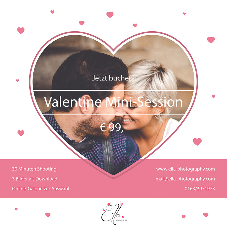Aktion Werbung für eine Valentine Mini-Session für Paare, Paar guckt sich verliebt an